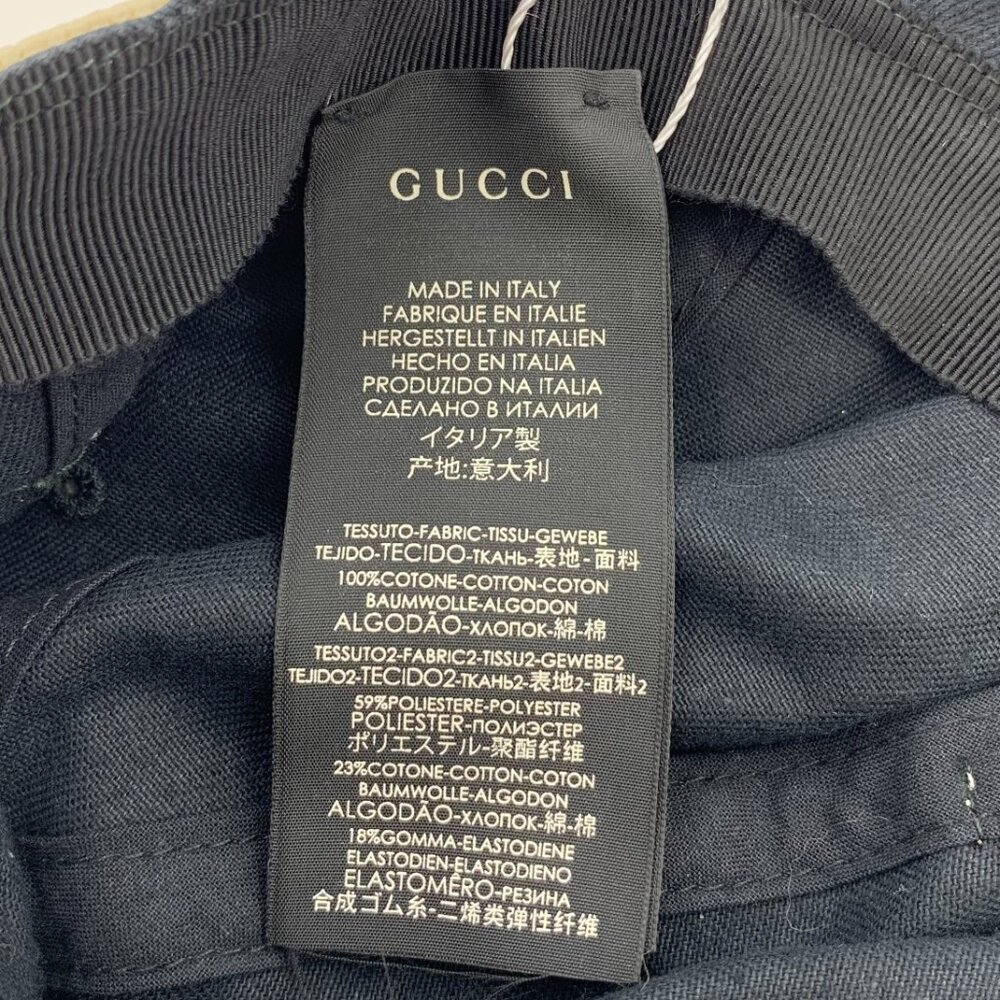 X17104 Gucci black logo cotton cap with brim 7.5cm circumference 60cm XL slight - Picture 9 of 9